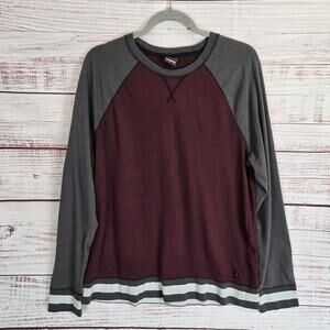 Tony Hawk Men's Thermal Henley Size 2XL Burgundy Gray Waffle Knit Pullover Top